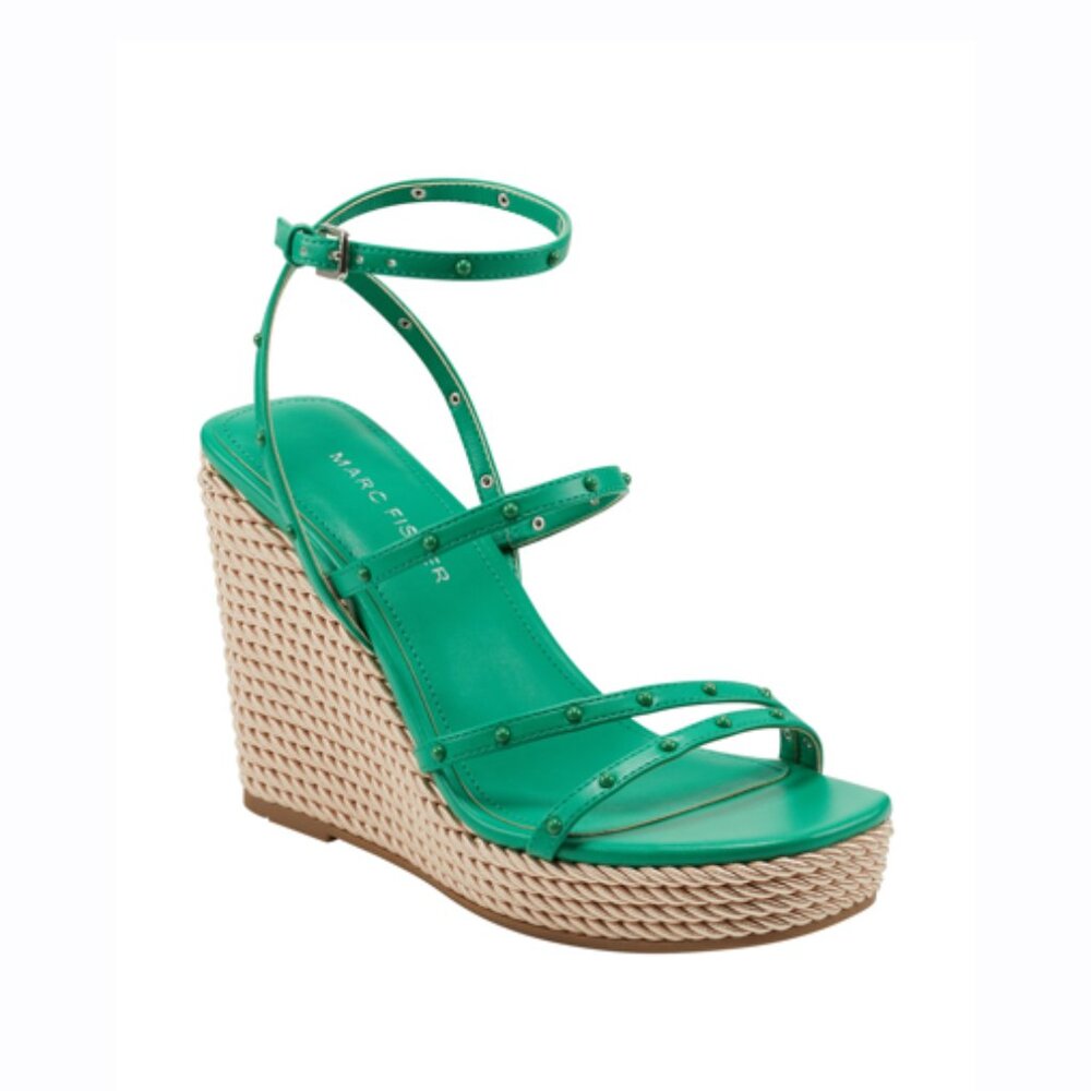 Marc Fisher Women's Zig Platform Wedge Sandals Shoes Green Size 8.5 M